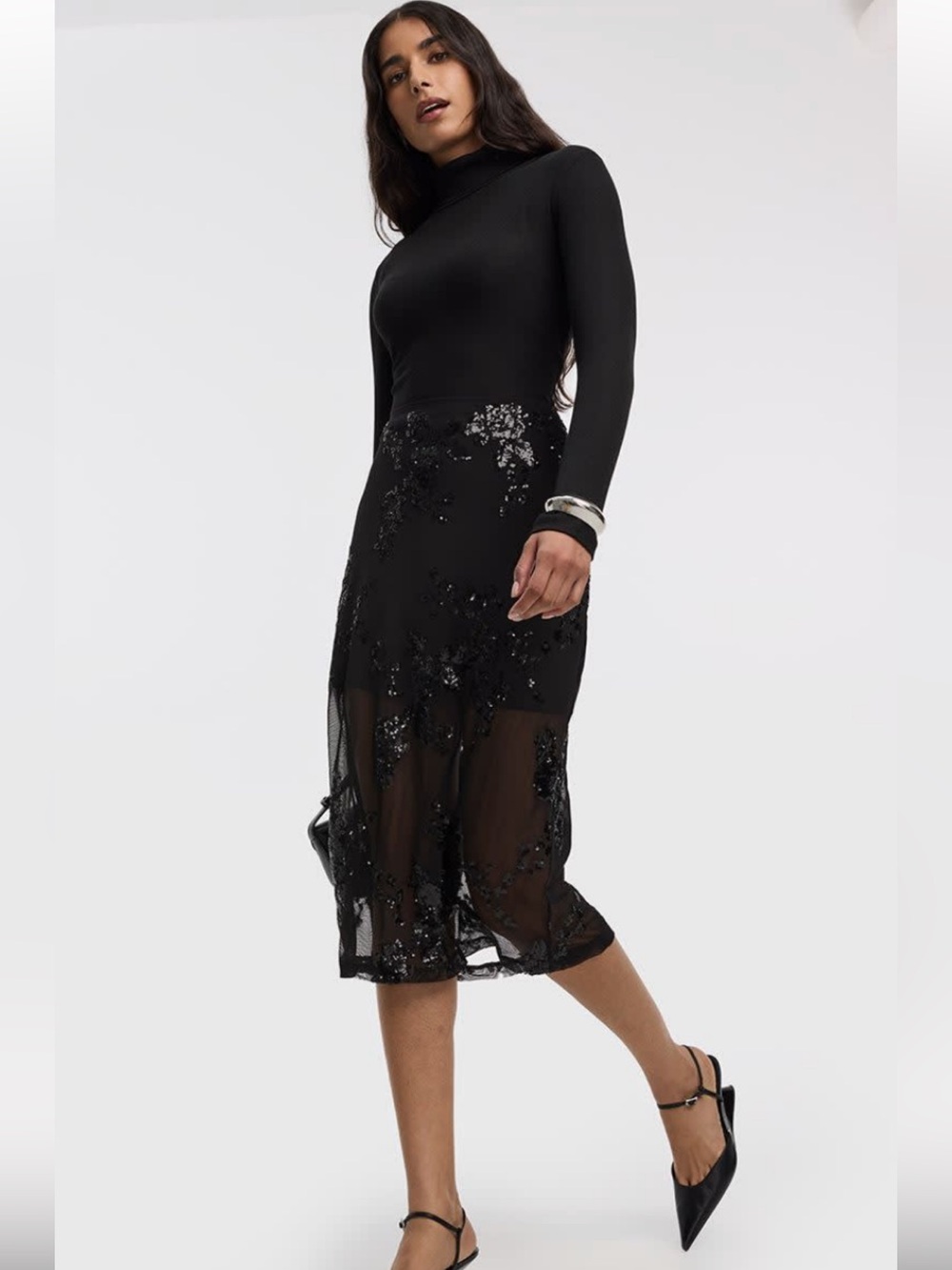 Midi Mesh Sequin skirt